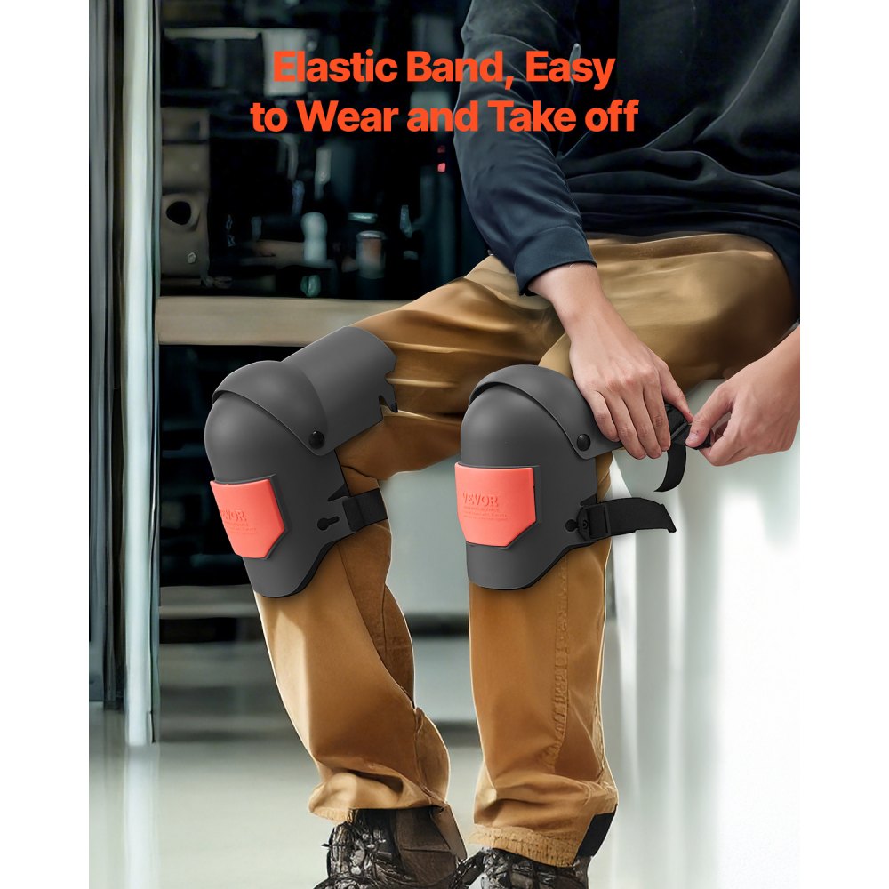 VEVOR Knieschoner 275x140 mm, Knieschützer für den Bau mit Schaumstoffpolsterung – Profi Schutz und Komfort, Knieschutz für die Gartenarbeit, Fliesenleger für Bodenverlegung Schwarz und Orange