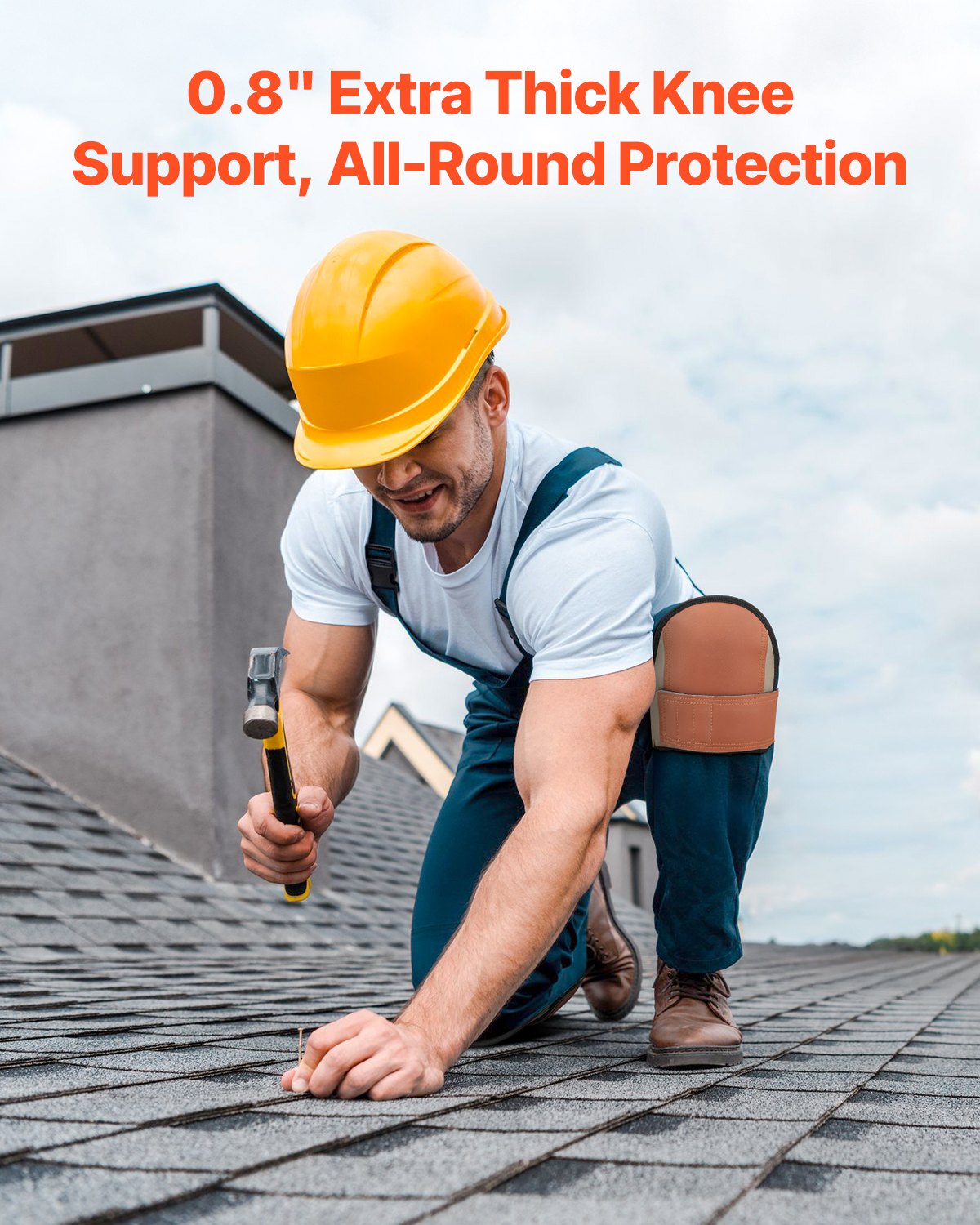 VEVOR Knieschoner 205x230x125 mm, strapazierfähige Konstruktionspolster aus Leder, maschinenwaschbare Knieschützer, extra dicke Kniestütze für Gartenarbeit, Bodenbeläge & Reinigung, Schwarz & Braun