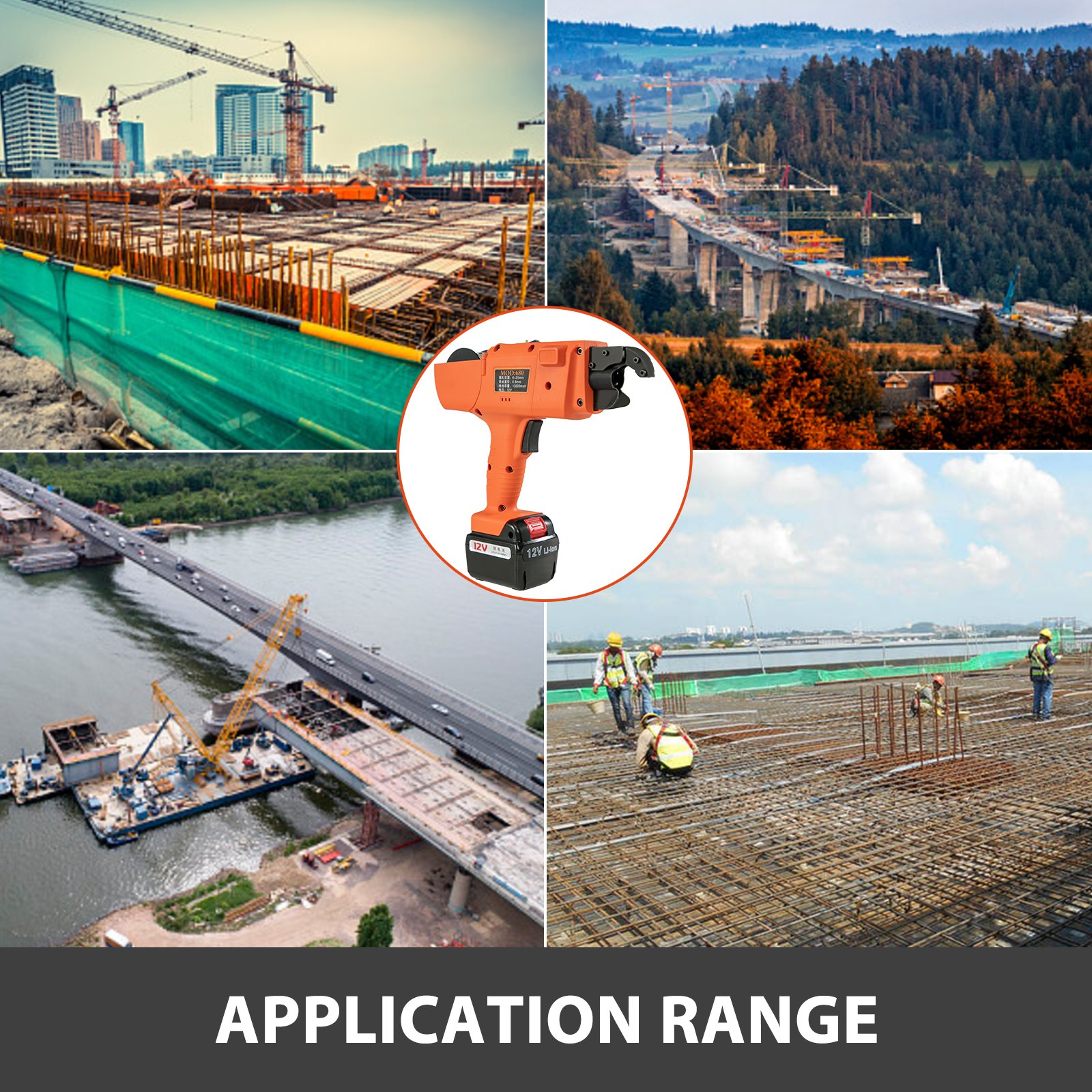 VEVOR Elektrische Bewehrungsbindemaschine 6 mm-25 mm Bewehrungsdrahtbinder Automatisch Handheld Handumreifungsgerät