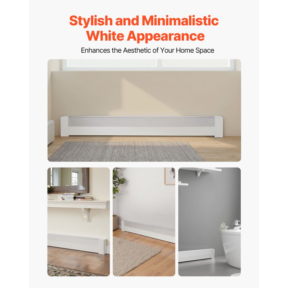 VEVOR Heizungsabdeckungen, Basic-Serie, 1526 x 80 x 193 mm, Standard-Frontabdeckung für Heizkörper elektrische Heizgeräte, Ersatzabdeckung aus robustem Stahl, für Schlafzimmer, weiß