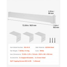 VEVOR Heizungsabdeckungen, Basic-Serie, 1831 x 80 x 193 mm, Standard-Frontabdeckung für Heizkörper elektrische Heizgeräte, Ersatzabdeckung aus robustem Stahl, für Schlafzimmer, weiß