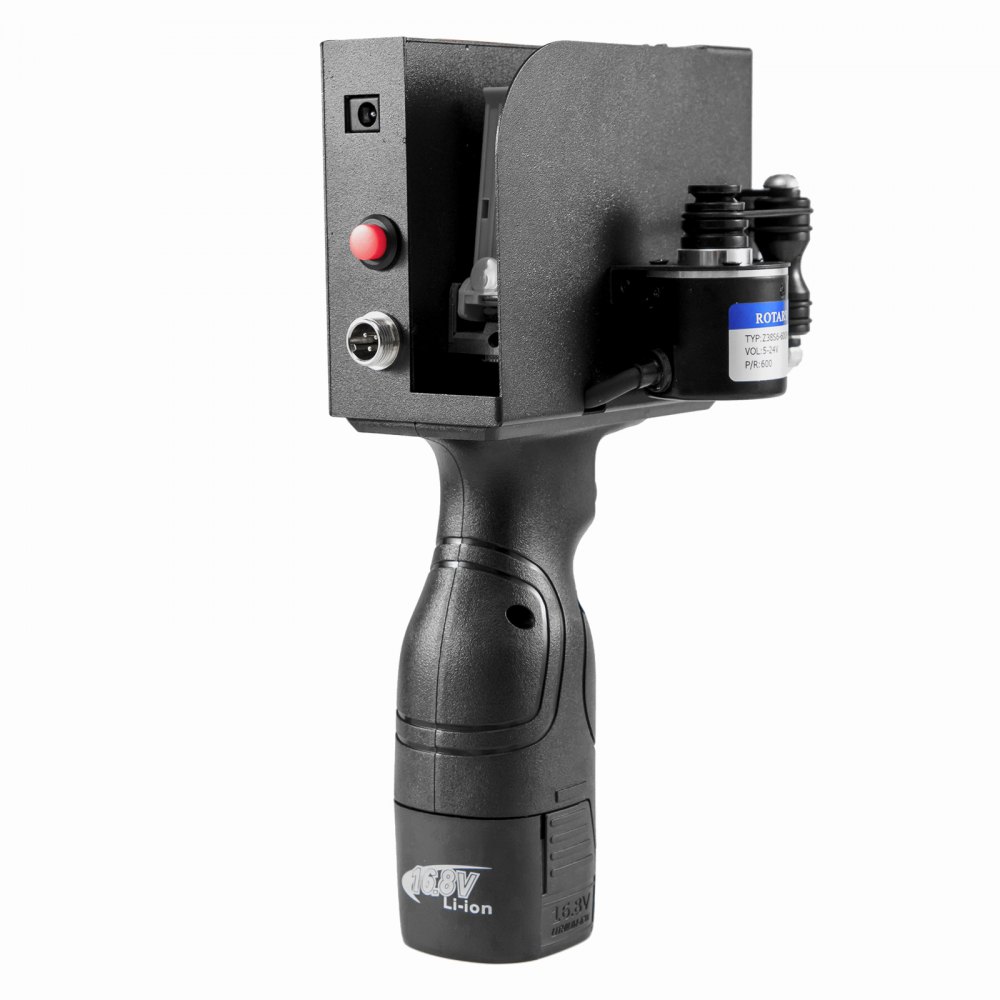 VEVOR Tragbarer Tintenstrahldrucker 5 W, Handstrahldrucker, Codedrucker Datum Barcode Bilder, Genauigkeit 600 DPI, Spannung 12,6-16,8 V, 2800 mAh Lithium-Batterie, Druckgeschwindigkeit Max. 70 m/Min