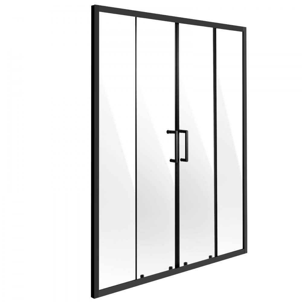 VEVOR halbrahmenlose Duschtür doppelte Glasschiebetür 1469-1499 x 1778 mm mit (6 mm) klarem gehärtetem Glas, wasserdicht bruchsicher schmutzabweisend, mit Edelstahlbeschlägen, mattschwarz