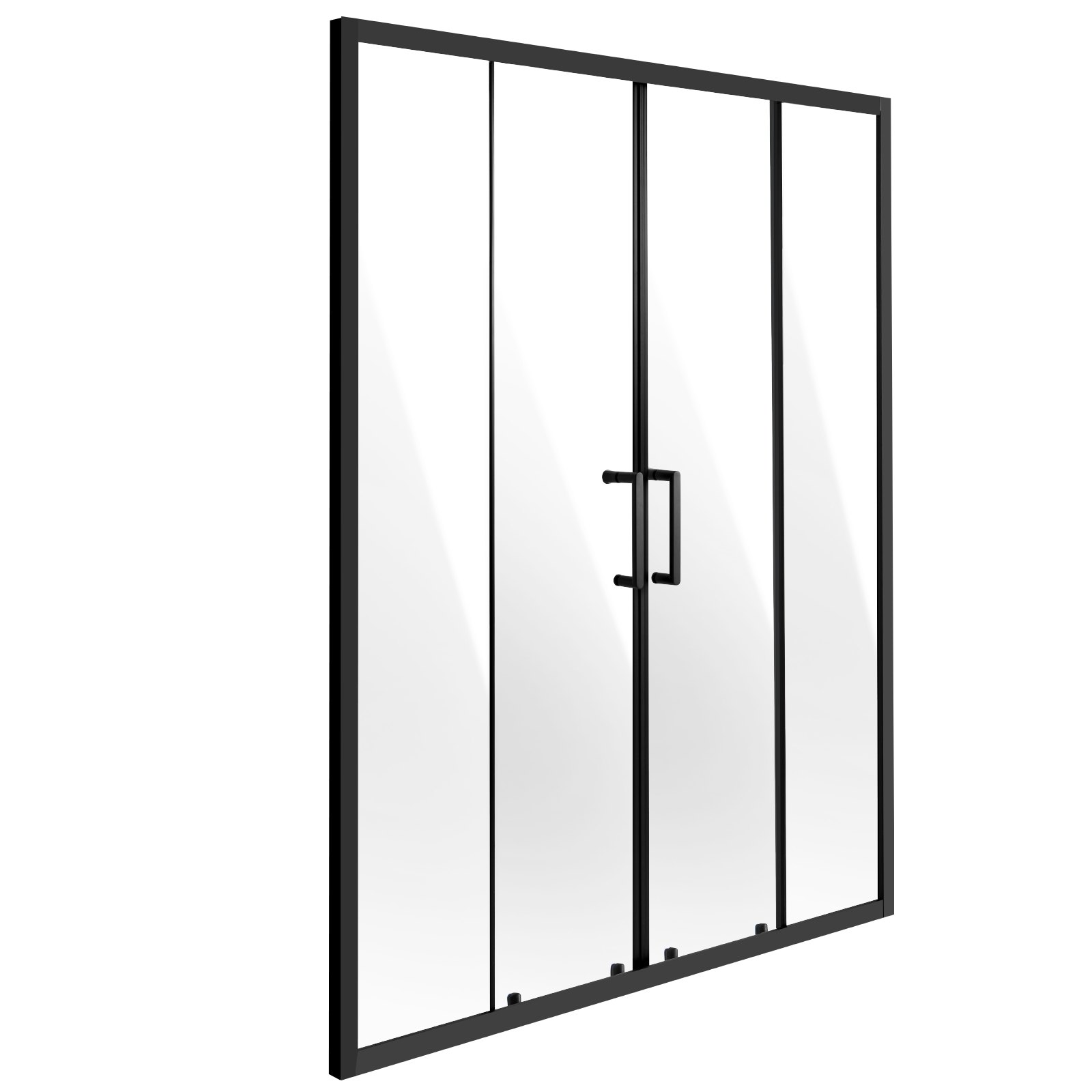 VEVOR halbrahmenlose Duschtür doppelte Glasschiebetür 1469-1499 x 1778 mm mit (6 mm) klarem gehärtetem Glas, wasserdicht bruchsicher schmutzabweisend, mit Edelstahlbeschlägen, mattschwarz