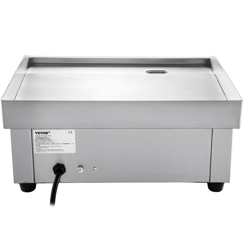 VEVOR Bratplatte Griddleplatte, 2500 W Elektro Grillplatte Griddleplatte Edelstahl Gusseisen, Gastro Griddleplatte Präzise Temperaturregelung, 455 x 400 x 210 mm Grillplatte Herd Elektro mit Ölpinsel