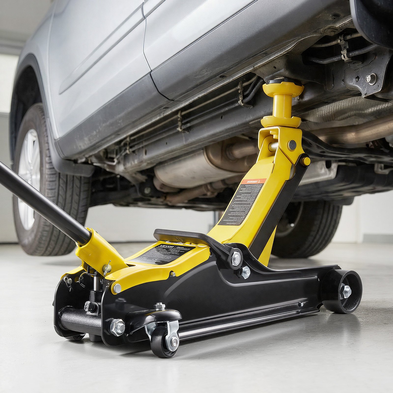 VEVOR Hydraulischer Rangierwagenheber 2,5 t Tragkraft, Flacher Wagenheber aus Stahl mit Einkolben-Schnellhubpumpe & SUV-Adaptern, Autoheber für Limousinen, 85–320 mm Hubbereich, Rennwagenheber