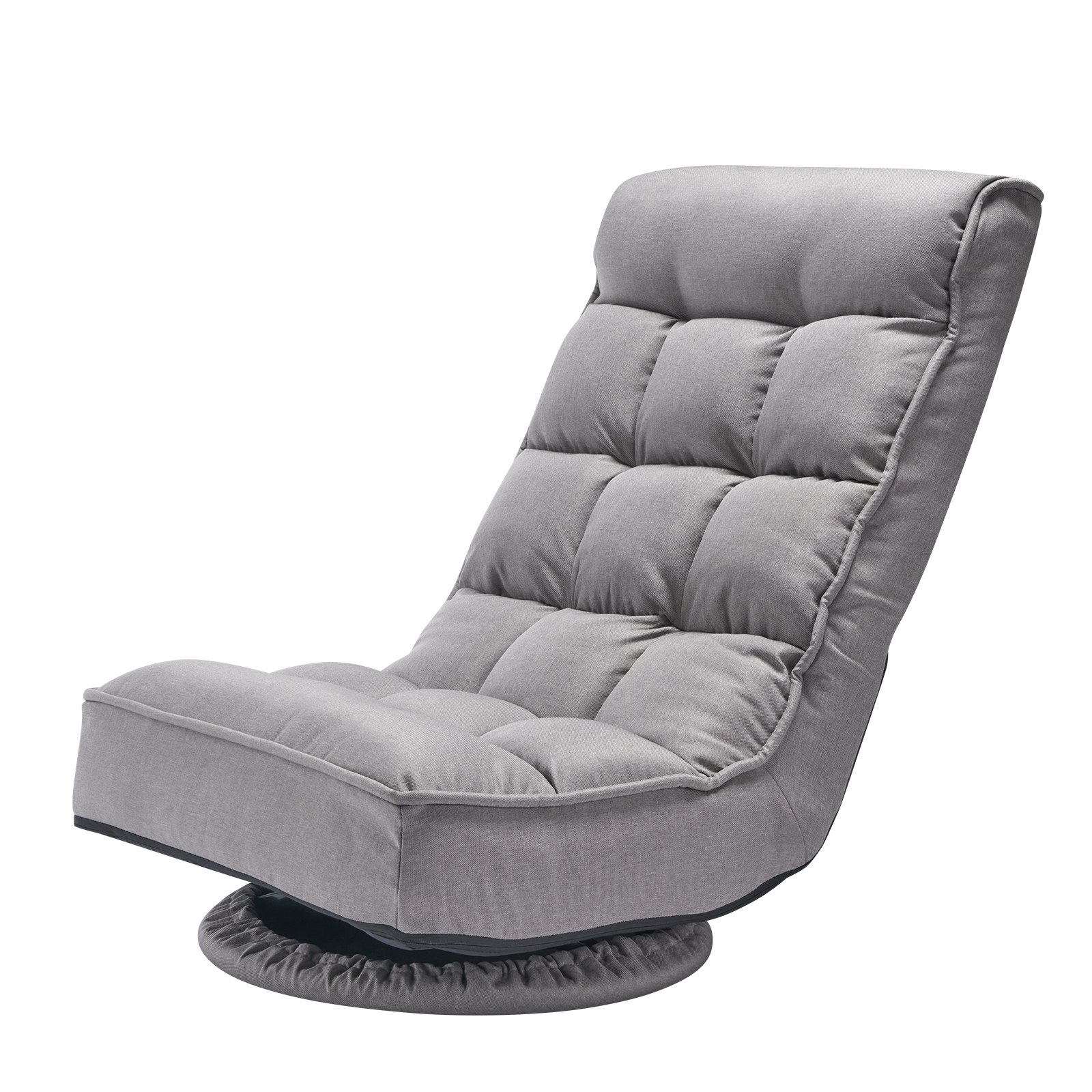 VEVOR Gaming Floor Chair, 360° Swivel Floor Chair with 4 Adjustable Positions, Foldable Backrest and Lumbar Support, Foldable Video Recliner Sofa for Watching TV, Reading, Gaming, Gray