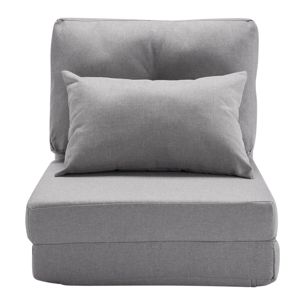 VEVOR Umwandelbares Bodensofa Schlafsofa, 5-fach verstellbares klappbares gepolstertes Lazy-Sofa mit verstellbarer Rückenlehne & Kissen, faltbares Sofa für Wohnzimmer und Schlafzimmer, grau