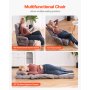 VEVOR Bodenstuhl Boden-Gaming Stuhl mit 5 einstellbaren Positionen & Rückenlehne, klappbarer Sofastuhl mit Armlehne für Erwachsene, Sofa-Liegebett mit Rückenkissen für Schlafzimmer, Grau