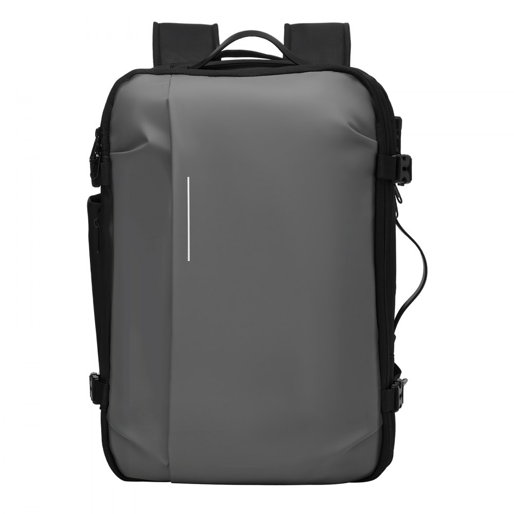 VEVOR Vakuum-Reiserucksack, 65 L, erweiterbarer Vakuum-Kompressions-Reiserucksack mit Pumpe, mit TSA-zugelassenem Schloss, USB-Ladeanschluss, wasserabweisendes Handgepäck, für Business, Grau