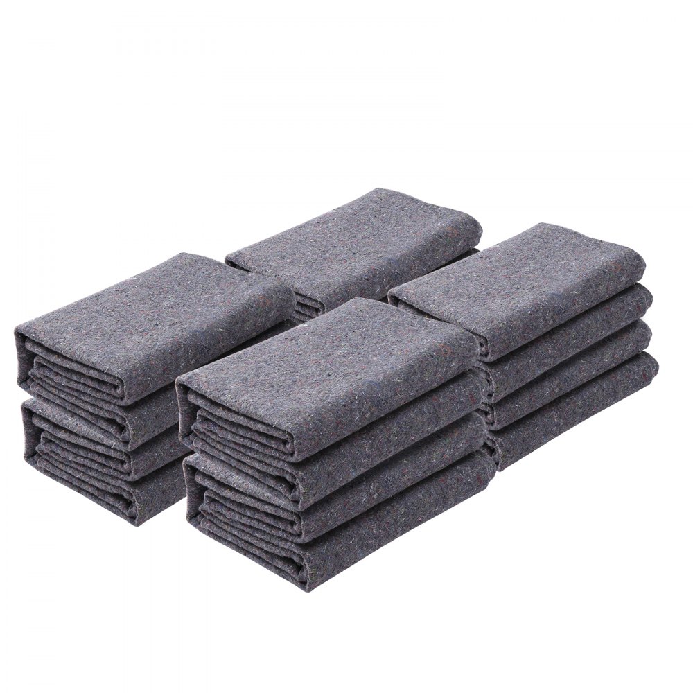 VEVOR 12x Moving Blankets 1829x1372mm Furniture Blankets Recycled Cotton Storage Blankets Moving Packing Blankets Transport Blankets Furniture Packing Blankets Packaging Blankets for Furniture Protection