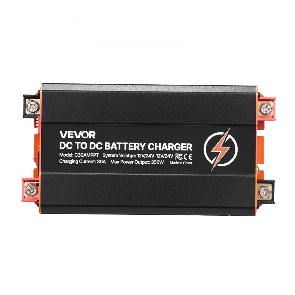 VEVOR DC-DC Batterieladegerät mit MPPT 350 W 30 A, Ladebooster Dual-Eingang für Solarpanel/Lichtmaschine, Laden für LiFePO4-Bleiakkus, 12 V/24 V-12 V/24 V, für Wohnmobil Notstromversorgung zu Hause