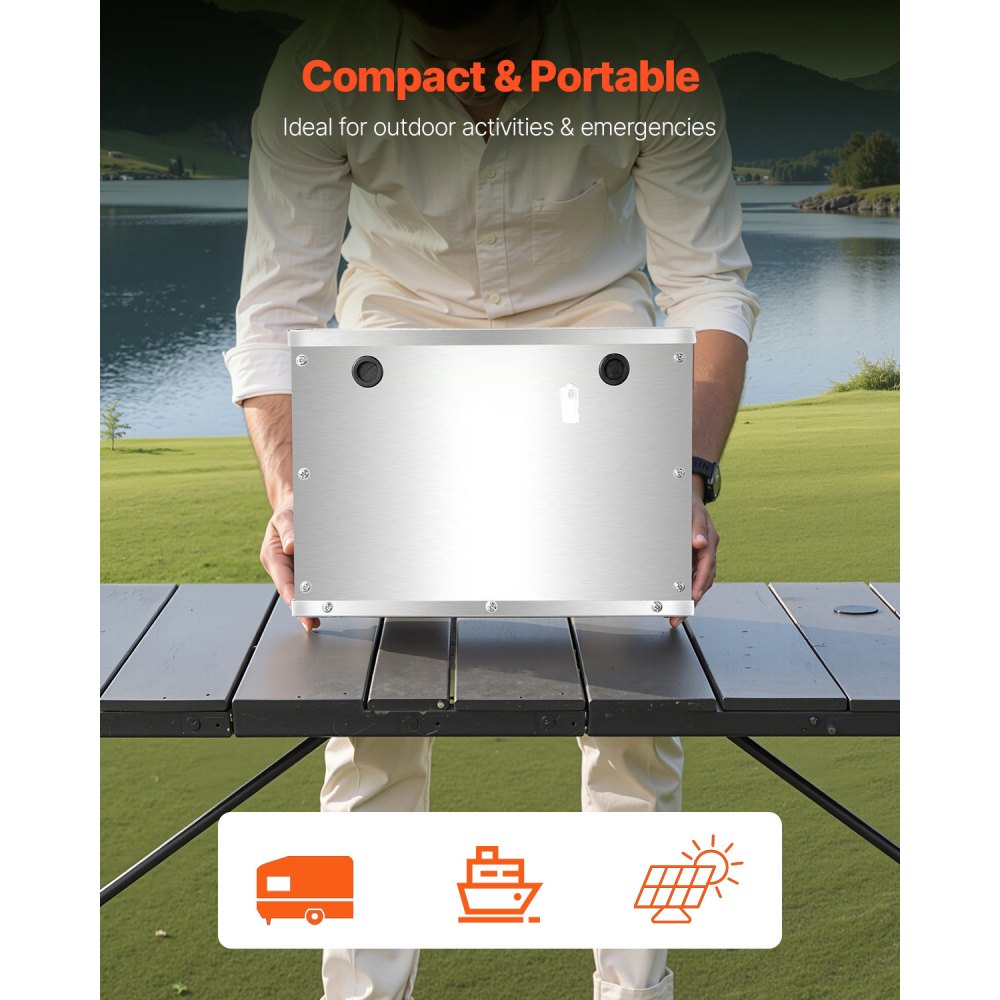 VEVOR Batteriekasten, Gruppe 24/31, Batteriebox für Schiffsbatterien mit Griffen & Kabellöchern mit Gummitülle, Gehäuse aus Aluminiumlegierung, geeignet für Offroad-Rennwagen & LKWs
