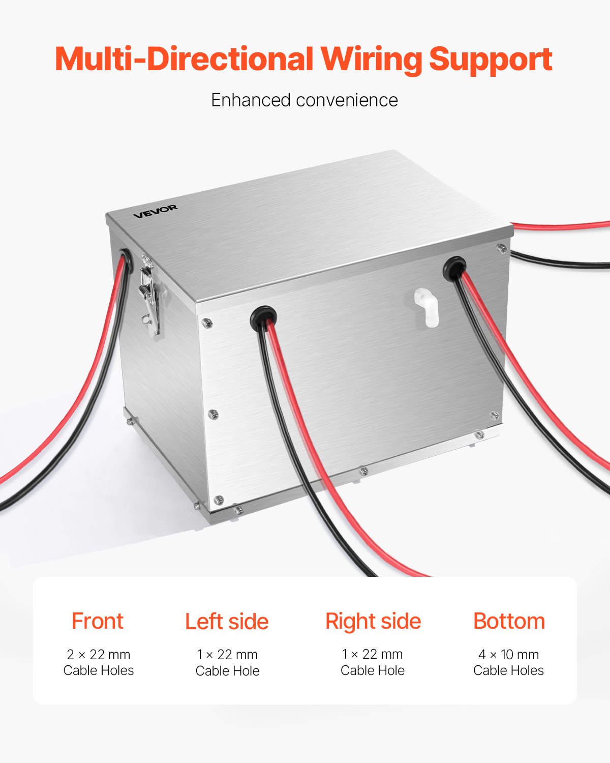 VEVOR Batteriekasten, Gruppe 24/31, Batteriebox für Schiffsbatterien mit Griffen & Kabellöchern mit Gummitülle, Gehäuse aus Aluminiumlegierung, geeignet für Offroad-Rennwagen & LKWs