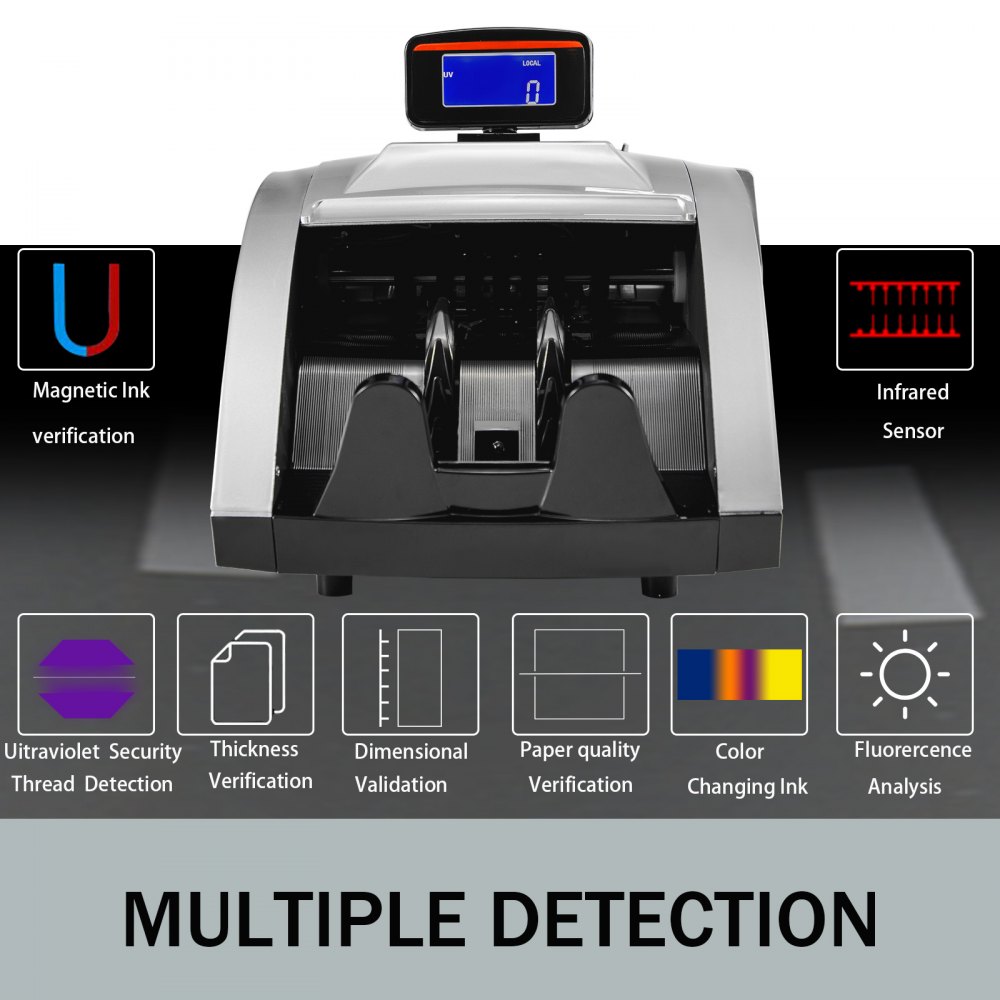Geldprüfer Geldzähler Geldzählmaschine Geldscheinzähler Uv/ Mg/ Ir/ Mt 2 X Lcd