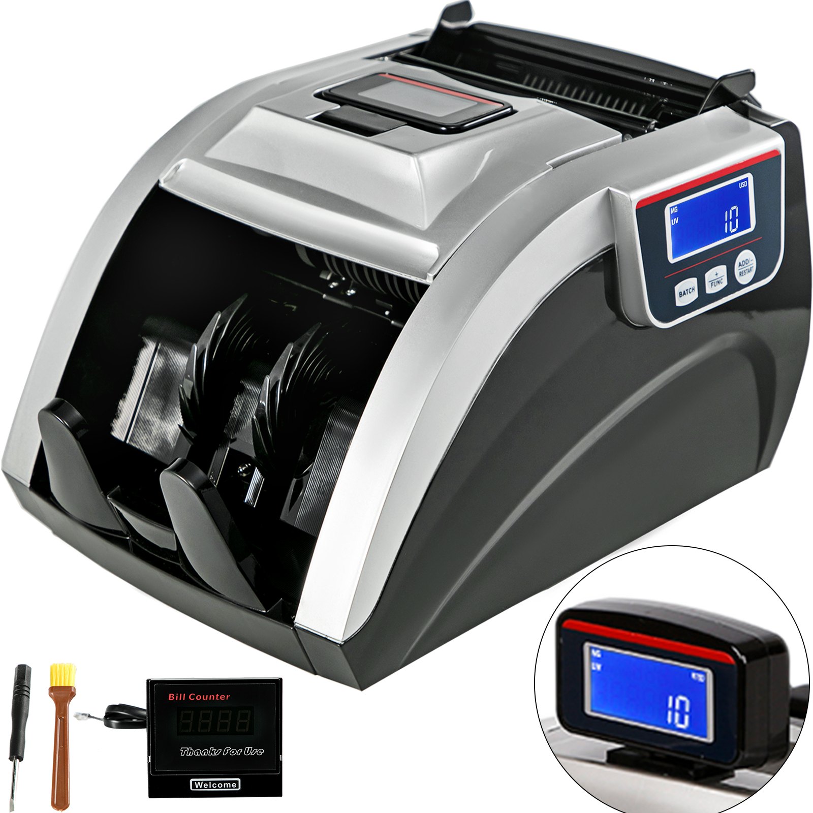 Geldprüfer Geldzähler Geldzählmaschine Geldscheinzähler Uv/ Mg/ Ir/ Mt 2 X Lcd