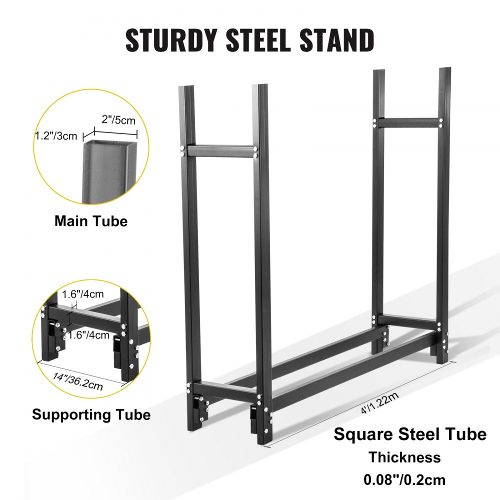 Vevor Brennholz Holzregal Brennholzregal Outdoor 4ft Wood Lagerständer Stahl