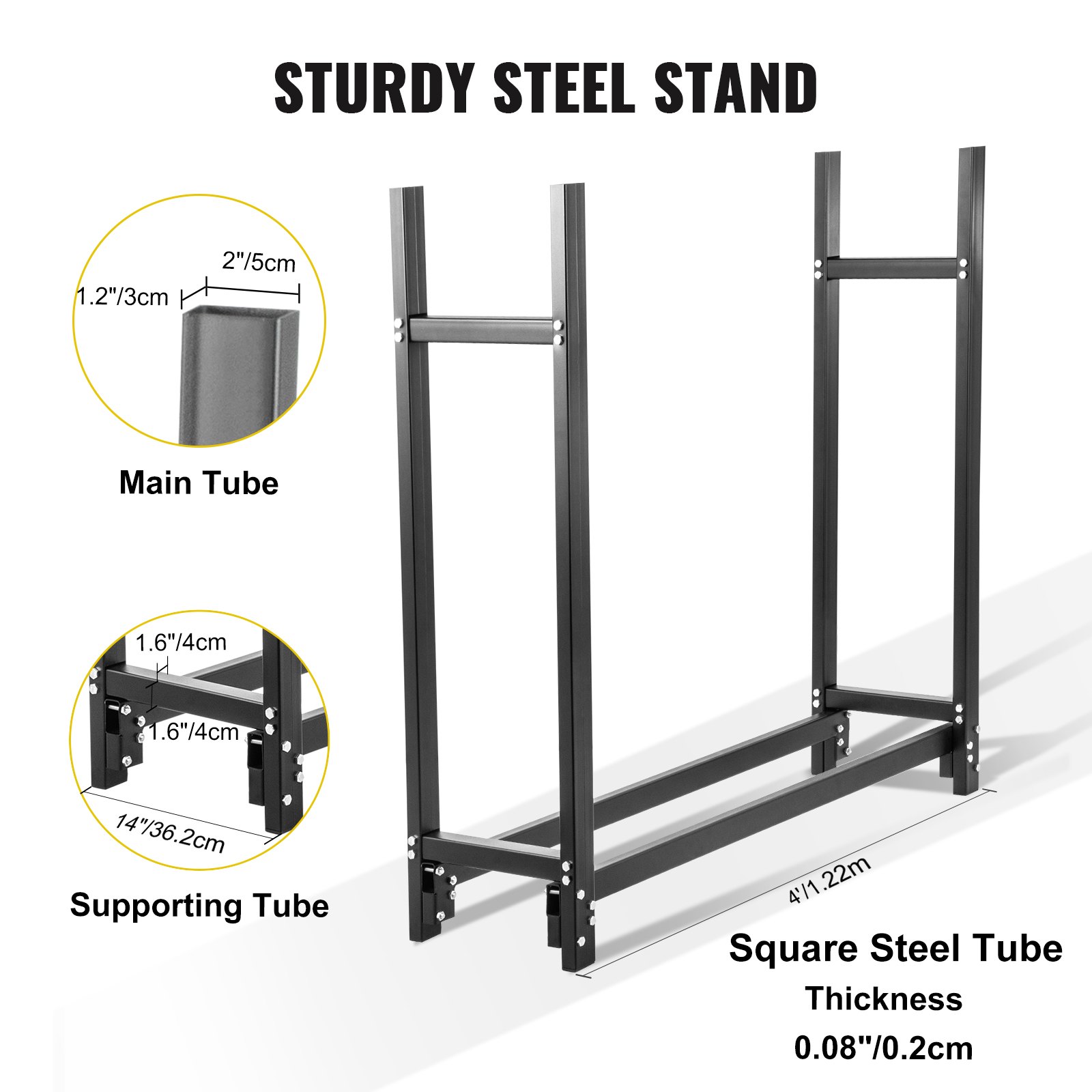 Vevor Brennholz Holzregal Brennholzregal Outdoor 4ft Wood Lagerständer Stahl