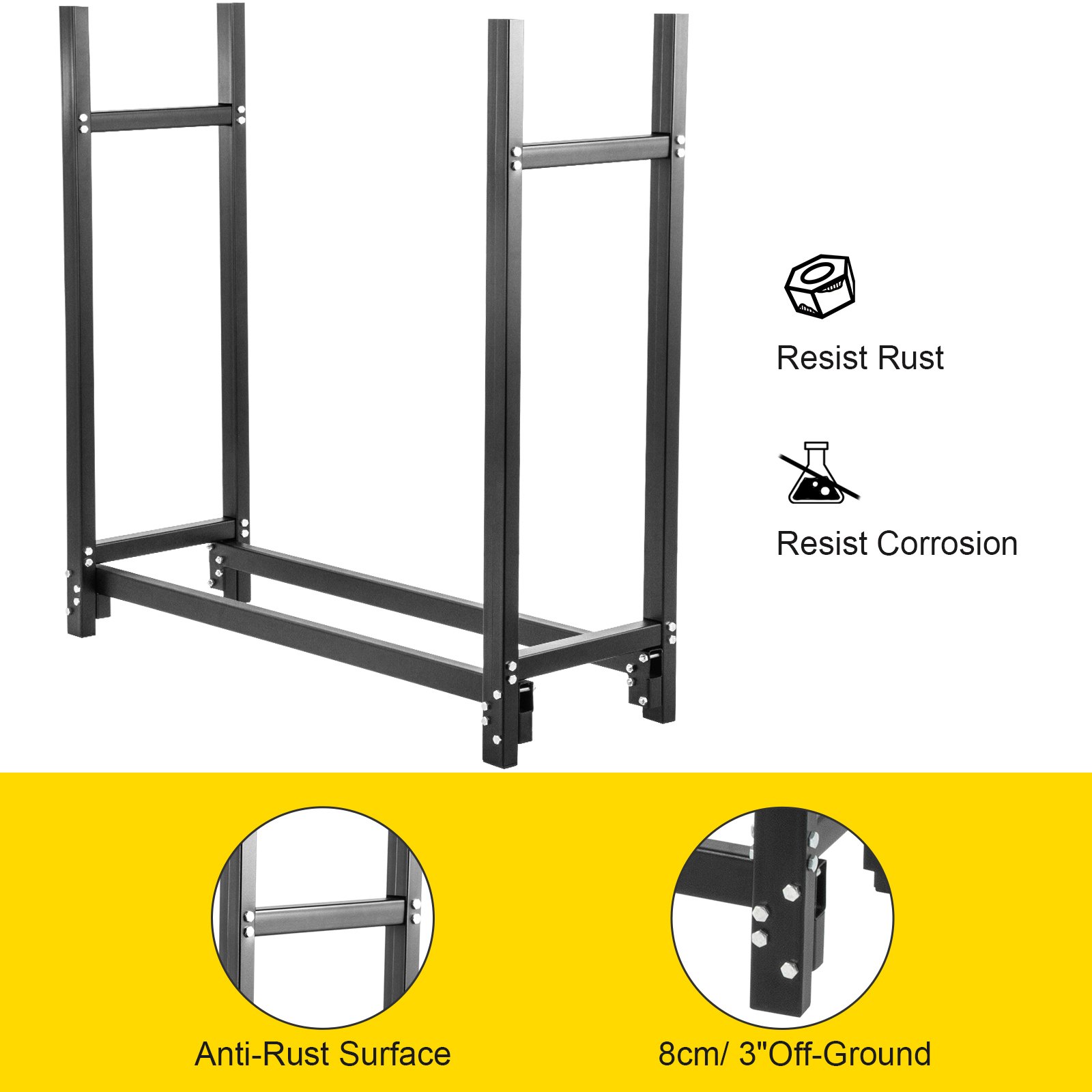 Vevor Brennholz Holzregal Brennholzregal Outdoor 4ft Wood Lagerständer Stahl