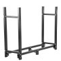 VEVOR Metall Kaminholzregal 590 kg Haltekapazität, Brennholzregal 183,5x36,2x122 cm, Kaminholzunterstand mit PVC Abdeckung(183,5x36,2x27,5 cm), Kaminholzhalter Schwarz, Stapelhilfe für Brennholz Außen