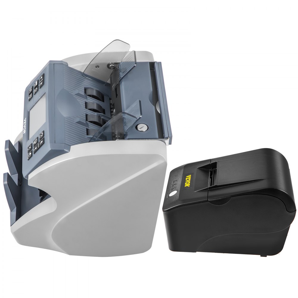 VEVOR Wertzähler Geldzähler für gemischte Banknoten, Banknotenzähler Geldzählmaschine 800 Stück/min, Scheinzählmaschine Geldscheinzähler 8 Arbeitsmodi mit Hebegriff Drucker UV MG MT IR