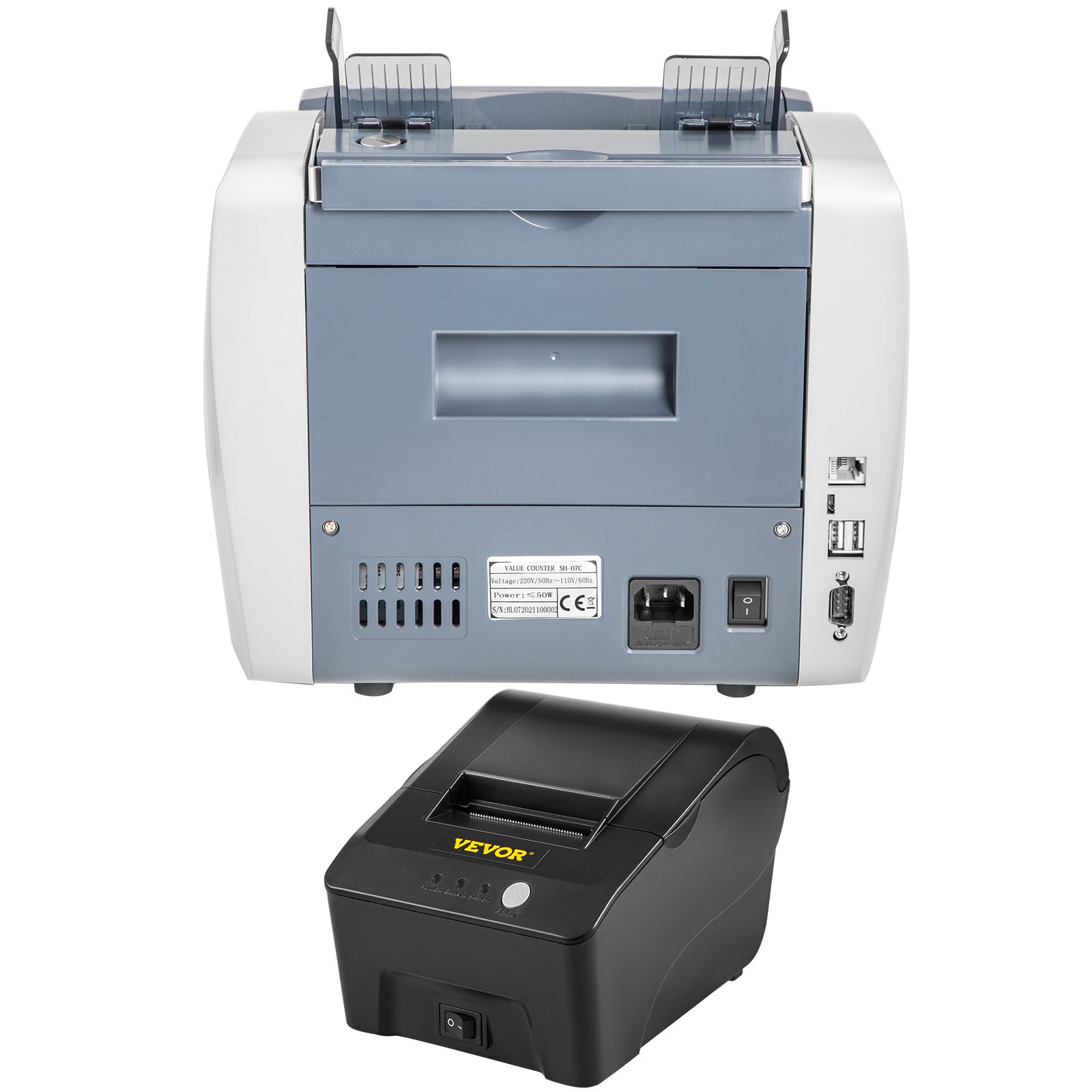 VEVOR Wertzähler Geldzähler für gemischte Banknoten, Banknotenzähler Geldzählmaschine 800 Stück/min, Scheinzählmaschine Geldscheinzähler 8 Arbeitsmodi mit Hebegriff Drucker UV MG MT IR
