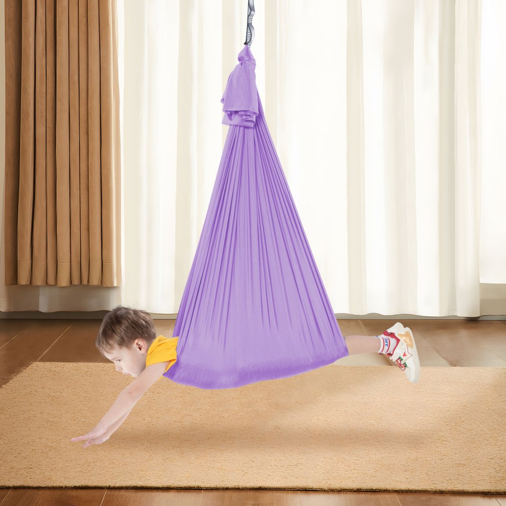 VEVOR Aerial Yoga Hängematte Set 2,8 x 1,6 m, Lila Aerial Yoga Swing Air Fliegen, Kinder Aerial Yoga Hammock Swing 250 kg Max.Tragfähigkeit, inkl. Yoga-Socken & O-förmige Schlinge & Deckenhalterung