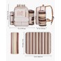 VEVOR Picknickrucksack Picknicktasche (20 L) für 4 Personen mit isoliertem Kühlfach & abnehmbarem Flaschen-/Weinhalter, leichter Decke, Teller- und Besteckset zum Wandern Camping, Beige