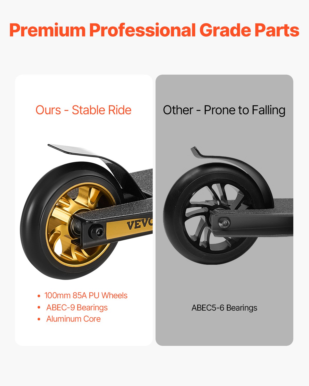 VEVOR Stunt Scooter, complete trick scooter for children aged 11-13 years, teenagers, boys and girls, freestyle street rider for advanced and beginner riders, lightweight aluminum deck