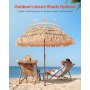 VEVOR Strohschirm Hawaii, 2 m Strohschirm neigbar, Strandschirm mit PP-Stroh & 8 Metallstreben, Gartenschirm, Marktschirm, Terrassenschirm für Strand, Terrasse, Poolrand, Hinterhof & Garten