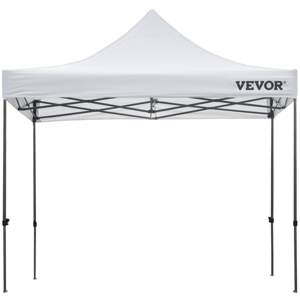 VEVOR Foldable Pavilion 3x3m Folding Pavilion 240g PVC-Coated Polyester Pop-Up Pavilion 1.95-2.13m Adjustable Party Tent Marquee Beach Tent White for Weddings or other commercial activities