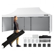VEVOR Pavillon 304,8x609,6x320cm Gartenzelt 500D PU-Silber-Gewebe Faltpavillon höhenverstellbar inkl. Aufbewahrungstasche Partyzelt  12-16 Personen Pop up Zelt Gartenpavillon für Campingausflug