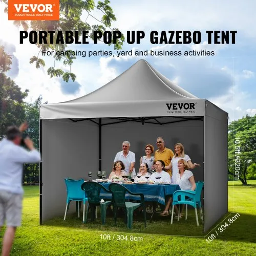 VEVOR Pavillon 304,8x304,8x320cm Gartenzelt 500D PU-Silber-Gewebe  Faltpavillon hhenverstellbar inkl. Aufbewahrungstasche Partyzelt 6-8  Personen Pop ...