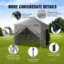 VEVOR Pavillon 304,8x304,8x320cm Gartenzelt 500D PU-Silber-Gewebe Faltpavillon höhenverstellbar inkl. Aufbewahrungstasche Partyzelt 6-8 Personen Pop up Zelt Faltzelt Gartenpavillon für Campingausflug