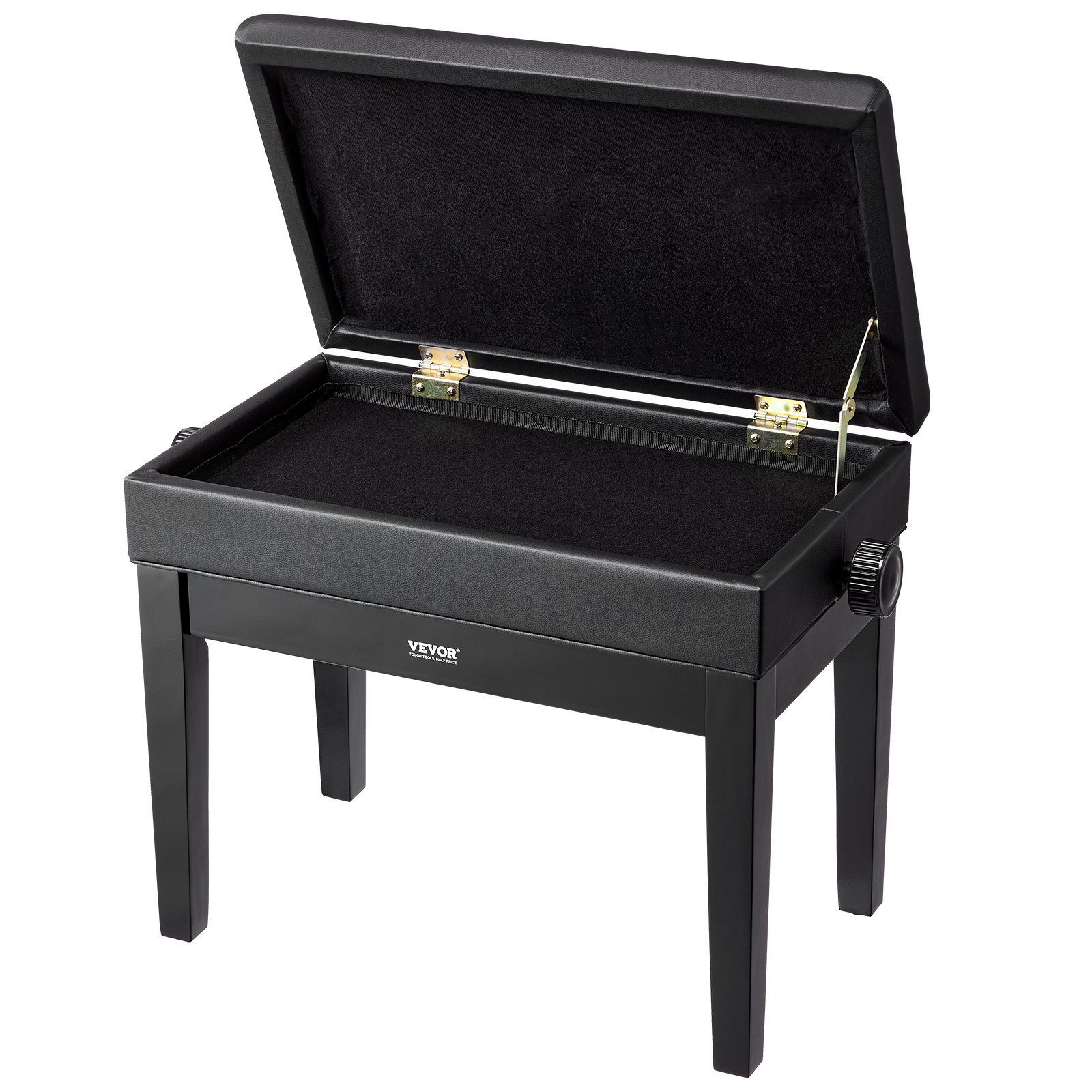 VEVOR Klavierbank, 56x34x49 cm, Pianobank, Keyboard-Klavierstuhl, 49-58 cm höhenverstellbar, gepolstertes Kissen, Ablagefach für Notenbücher, Klavierhockersitz aus Holz, für Schminktisch, Wohnzimmer