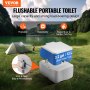 VEVOR Tragbare Toilette für Camping, Porta Potty mit Tragetasche, 5,3 Gallonen Abwassertank und 3,2 Gallonen Spültank, Toilettenstuhl mit Druckknopfspülung, auslaufsichere und geruchslose Reisetoilette fürs Campingauto