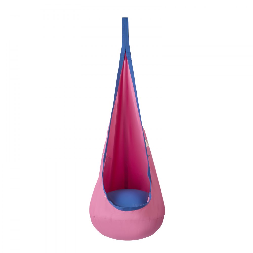 VEVOR Hängehöhle ø 70 x 160 cm Hängesessel 54 kg Tragfähigkeit Hängematte aus Baumwoll-Canvas LED-Lichterketten Hängesitz Hängezelt Schaukel Therapieschaukel Hängeschaukel Kinder Pink