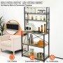 VEVOR Küchenregale Standregal 800 x 400 x 1680 mm, Küchen Bäckerregal 6-stockiges Mikrowellenregal, 120,2 kg Belastbar Gewürzregale mit 6 Haken Küchenregal Eingebaute Steckdose Industrie-Design
