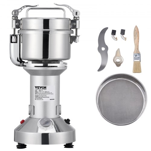 VEVOR Elektrische Getreidemühle 150 g Schleifmaschine 1050 W Multifunktions-Küchenmühle Mehl Pulvermaschine Timing-Trockenmühle für Kräuter / Gewürze