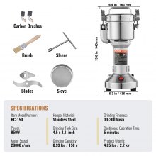 VEVOR Elektrische Getreidemühle 850W Maschine Maismühle 150g Gewürzemühle