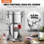 VEVOR elektrische Getreidemühle Hochgeschwindigkeits-Maismühle 2500 g 3400 W, Pulverisiermaschine aus Edelstahl, für trockene Körner Gewürze Müsli Kaffee Mais Pfeffer Schwenktyp 24 x 23 x 39 cm