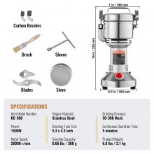 VEVOR Elektrische Getreidemühle 1500W Maschine Maismühle 300g Gewürzemühle