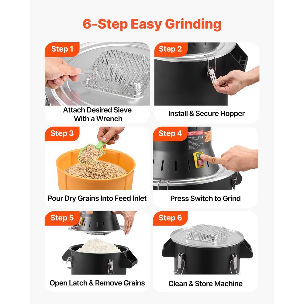 VEVOR Electric Grain Mill Grinder, 600W High Power Commercial Spice Grinder, 53L Pulverizer Powder Machine with Galvanized Sharp Blades, for Dry Grains, Spices, Cereals, Coffee Bean, Corn, and Pepper
