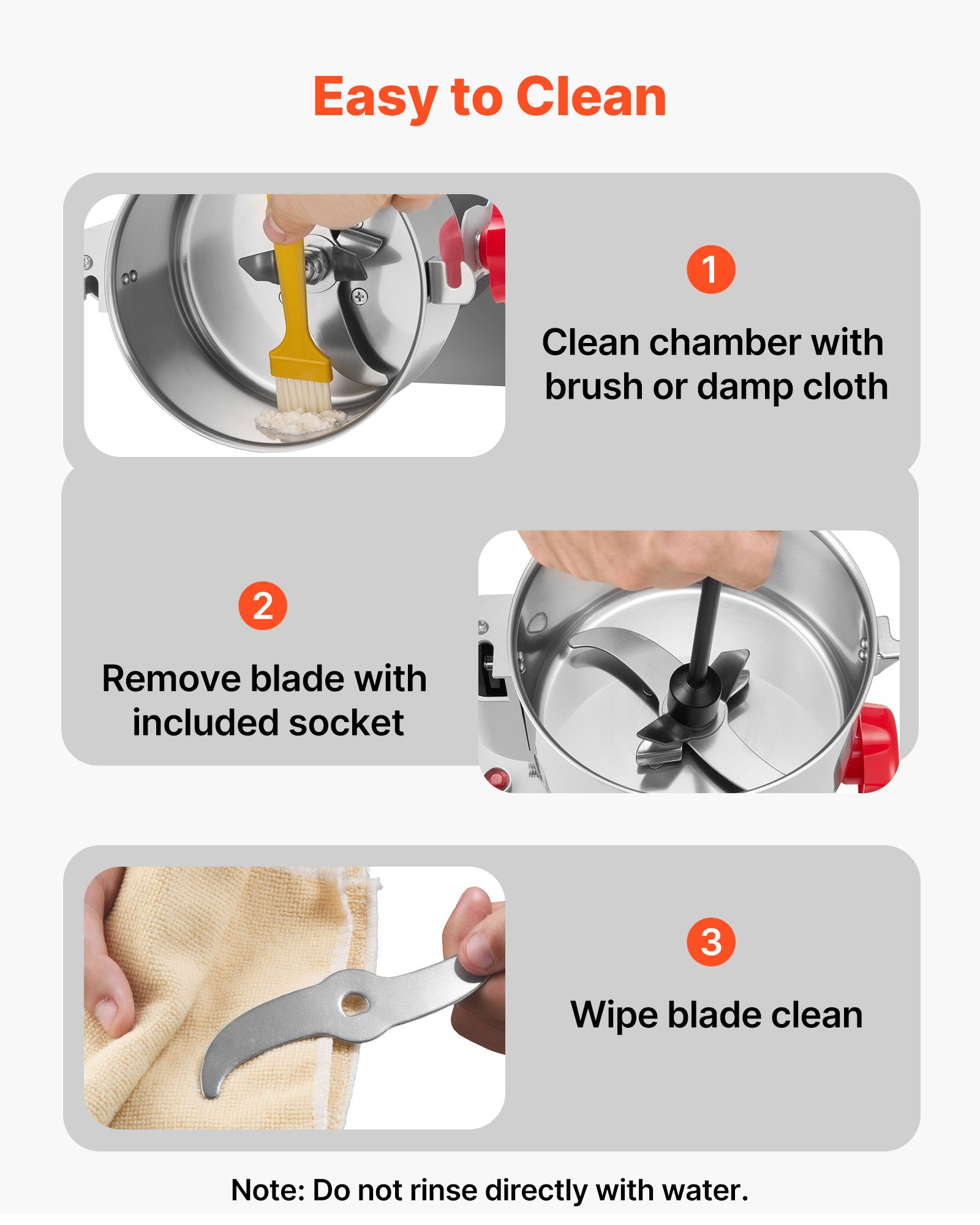 VEVOR Elektrische Getreidemühle 800 g, Getreidemühle 2100 W Edelstahl, Gewürzmühle für Trockenes Getreide Gewürze Müsli Kaffee Mais Pfeffer, Schwenktyp Pulverisiermaschine 220x190x375 mm