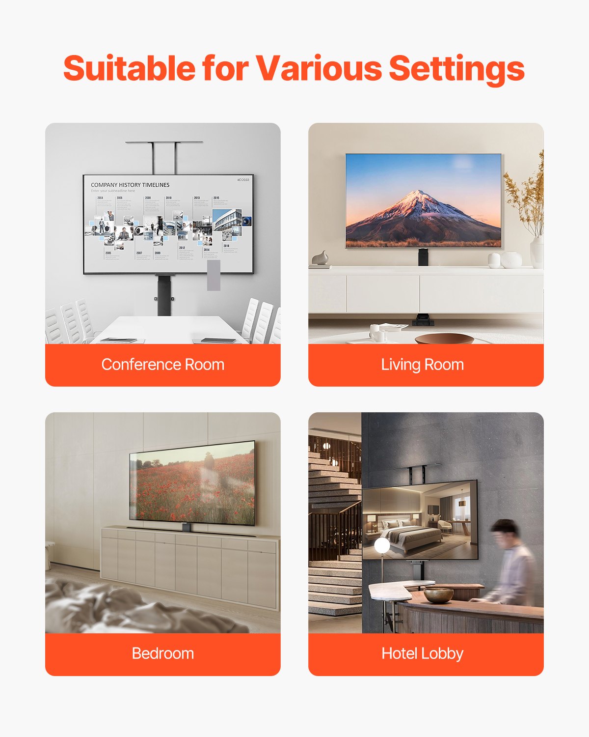 VEVOR motorisierter TV-Hebeständer verstellbare Halterung TV-Hebeständer für 813-1178 mm Fernseher (54 kg belastbar), elektrische TV-Halterung mit Fernbedienung, TV-Ständer mit Max.VESA 60 x 40 cm