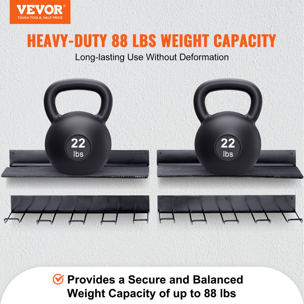 VEVOR 2er-Set Elektrowerkzeug Organizer 40 kg Tragfähigkeit Wandhalterung Werkzeughalter Kohlenstoffstahl Garagen Werkzeugregal  430 x 194 mm Werkzeugspeicher 2 Ebenen Garagenwandaufbewahrung