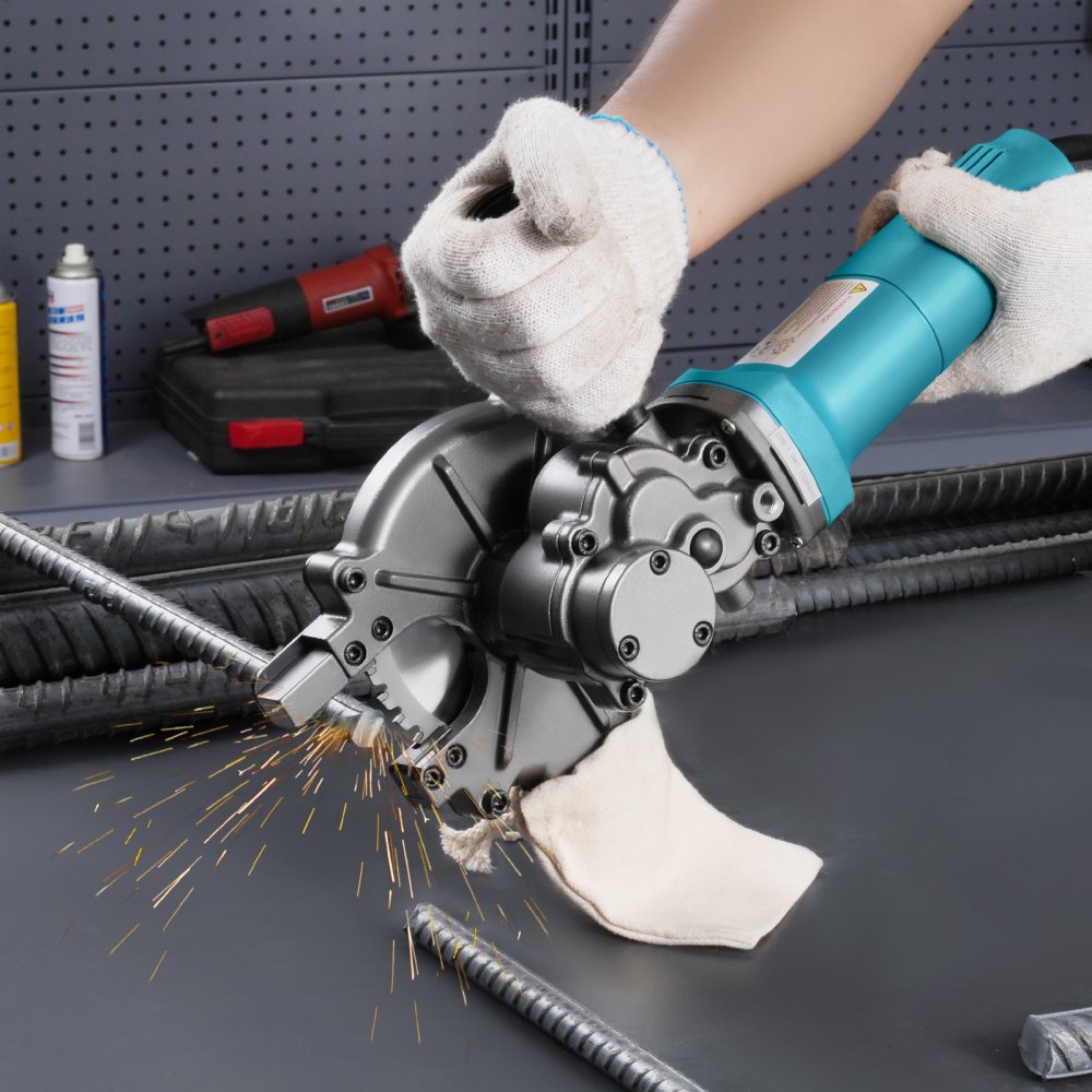 VEVOR Elektrischer Bolzenschneider, 1100-W-Bewehrungsschneider, schneidet bis zu 3/2 Zoll (4–40 mm) Bewehrungsstahl, Rebar Cutter für Stahlbeton mit zusätzlichem kleinen Griff, Werkzeugkoffer