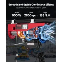 VEVOR Elektrische Seilhebezug Seilwinde Hebezug 2x Fernbedienung 600kg 12m