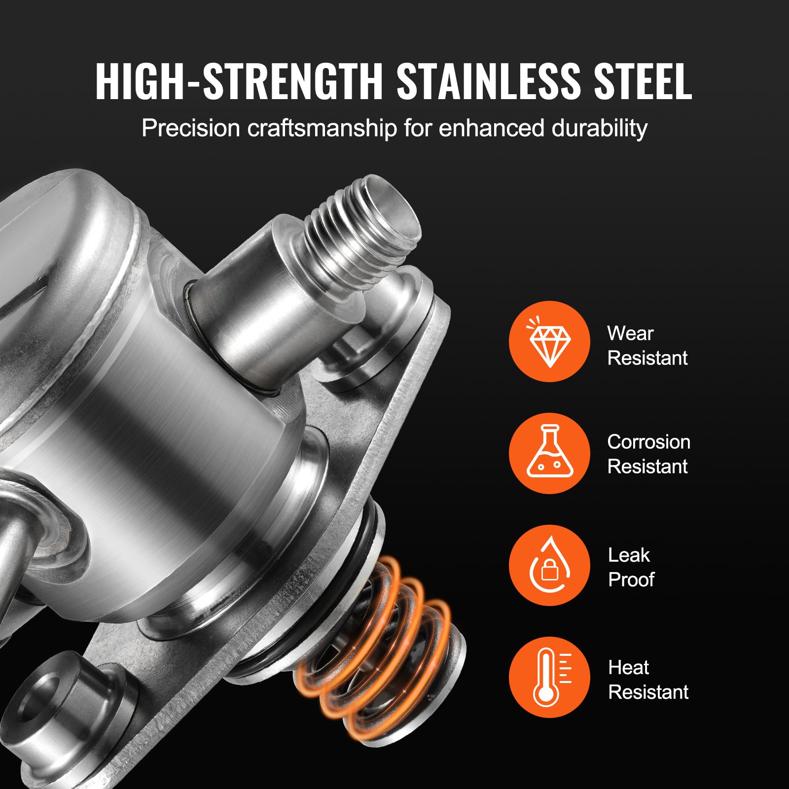 VEVOR Hochdruck-Kraftstoffpumpe mit Dichtung und Schrauben, kompatibel mit Buick LaCrosse, Regal, Verano, Chevrolet Captiva Sport, Equinox, Impala, Malibu, GMC Terrain 2010–2017 L4 2,4 l, Edelstahl