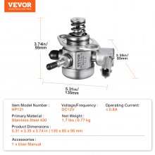 VEVOR Hochdruck-Kraftstoffpumpe, 50–80 l/h, Durchflussrate, 0,5 MPa Druck für Kia Hyundai Santa 35320-2g720 35320-2g740